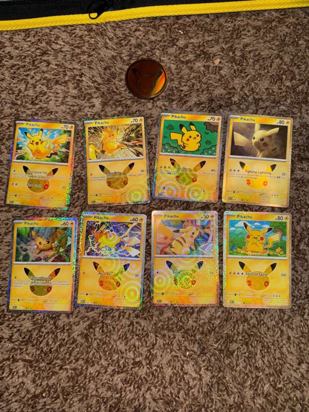 Pokemon 30th Anniversary Pikachu Cards 037, 052, 034, 049, 038, 030, 031, & 050
